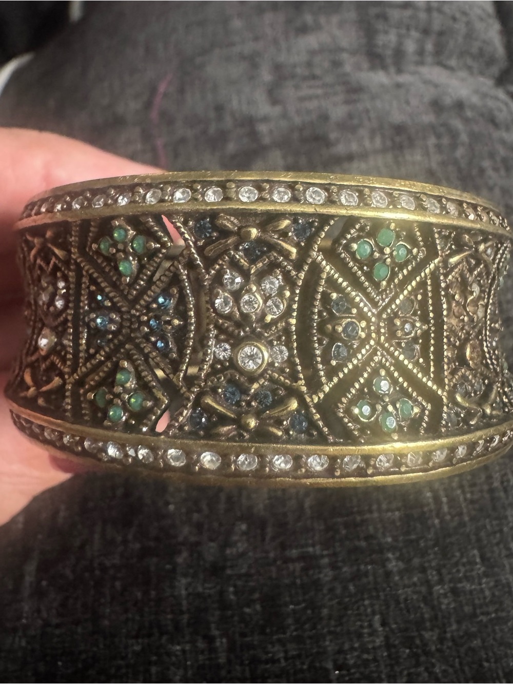 Heidi Daus Retired Byzantine Wide Cuff Bracelet with Multi-colored Stones